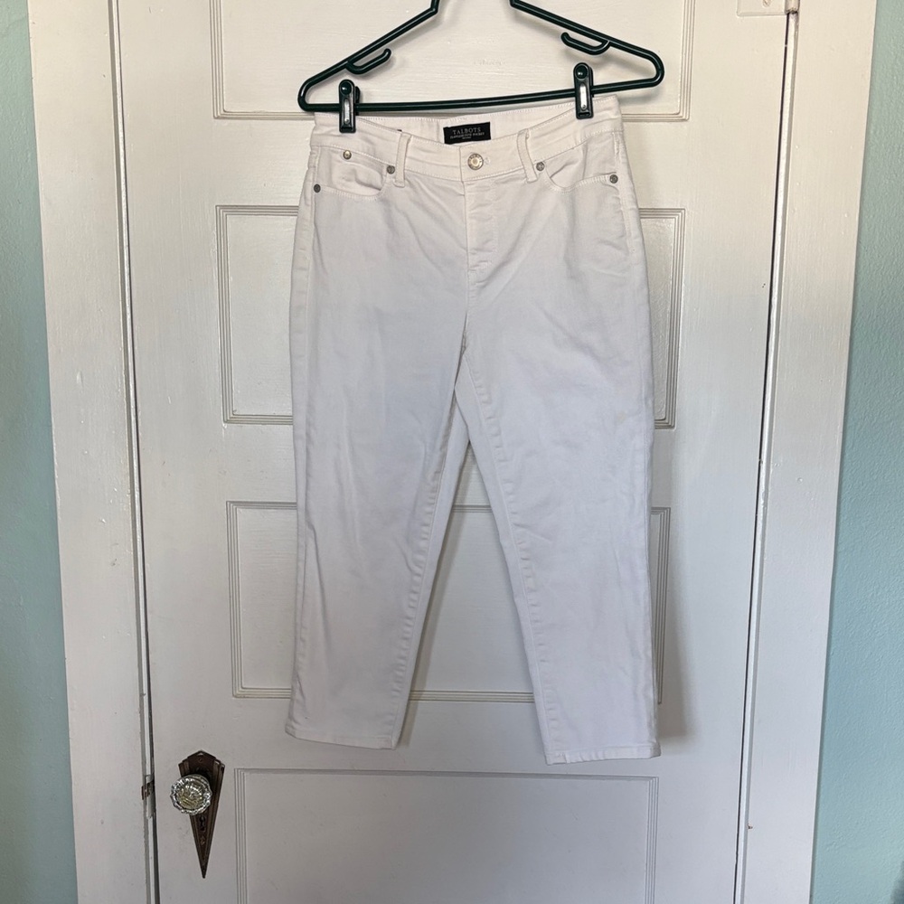 Talbots Flawless Five Pocket Cropped White Straight-Leg Jeans Size 4P